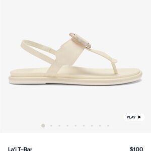 La‘i T–Bar $100 Women’s Strappy Beach Sandals- white sands size 7.5-8